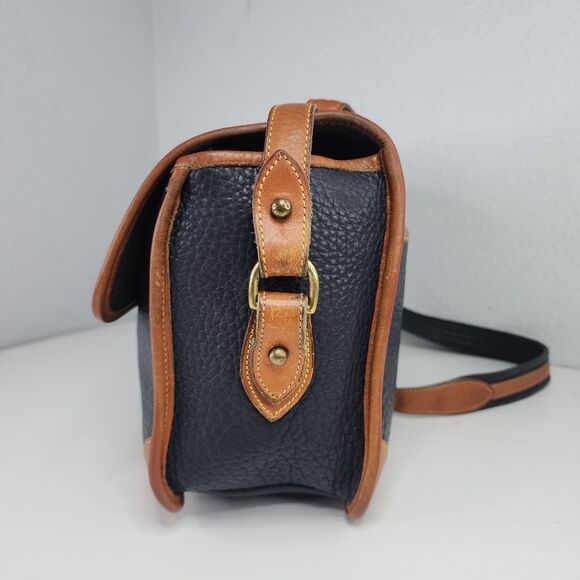 Dooney & Bourke Vintage Black Brown AWL Leather Messenger Crossbody Bag USA - Picture 6 of 13